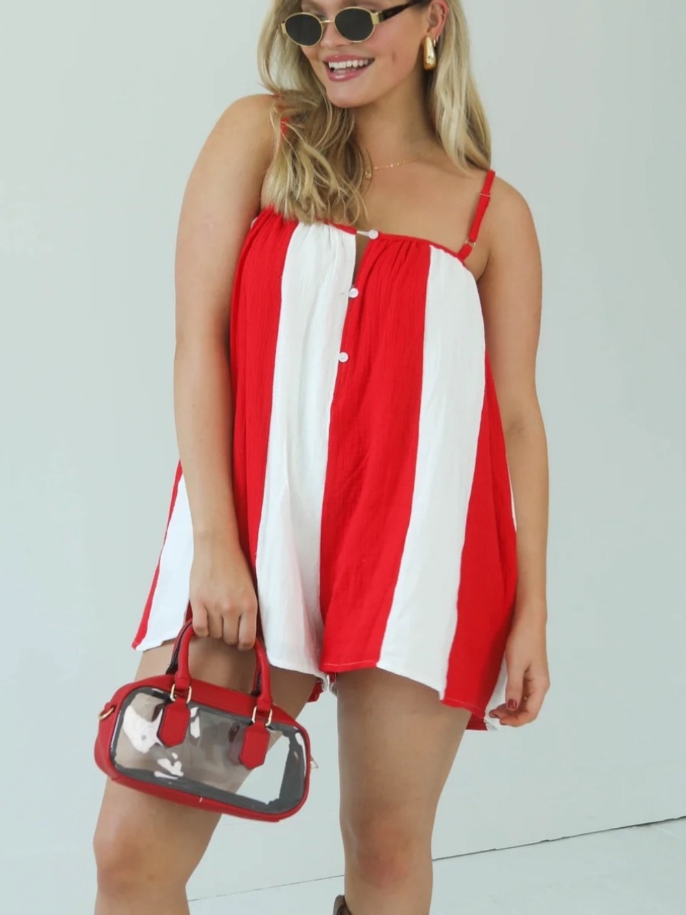 NWT reversible red and white romper